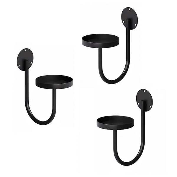 10.1 in. x 6.7 in. Black Metal Wall Mounted Wall Planter for Indoor Plants Wall Plant Holder (3-Pack)