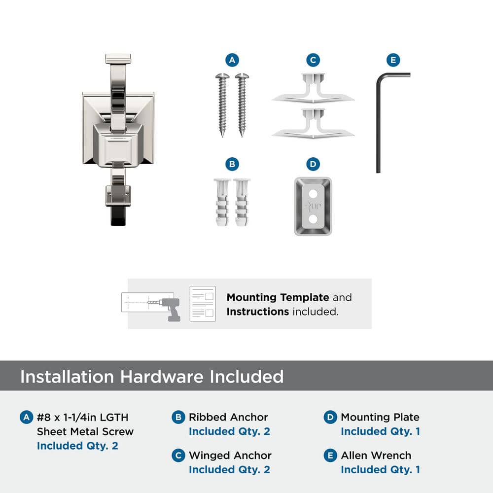 Polished Nickel Double Prong Wall Mounted Hook