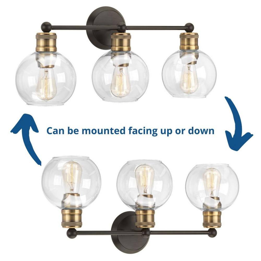 Hansford Antique Bronze and Brass 3-Light Vanity Fixture