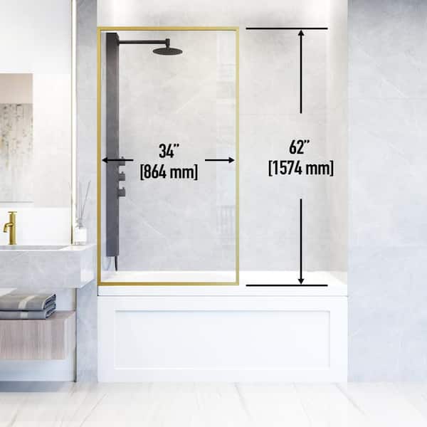 VIGO Meridian 34 in. W x 62 in. H Framed Fixed Tub Screen Door in