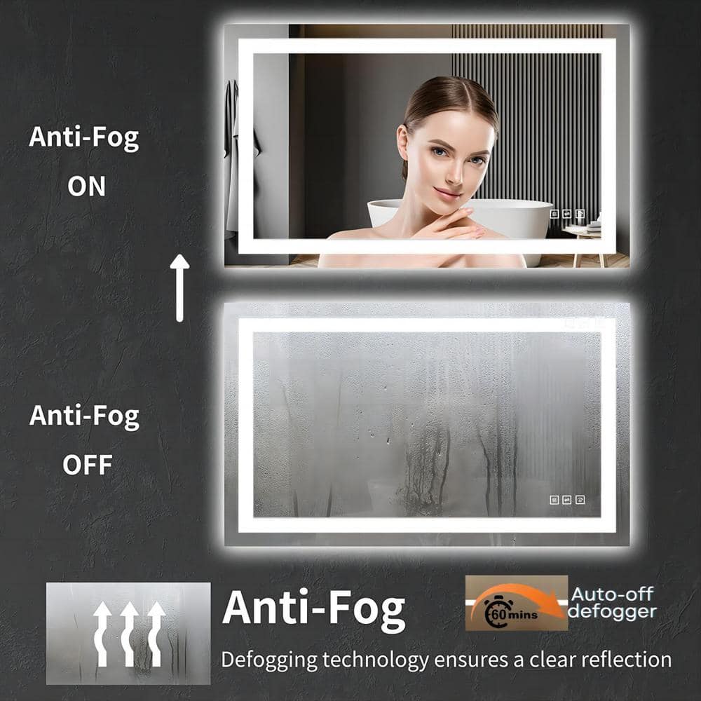 48" Frameless Rectangular LED Bathroom Vanity Mirror