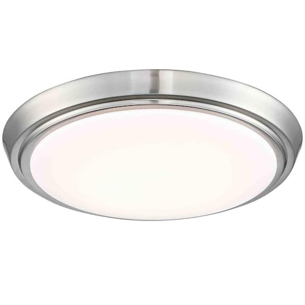 Pia Ricco 11 in. 1-Light Brushed Nickel Dimmable LED Flush Mount Ceiling Light