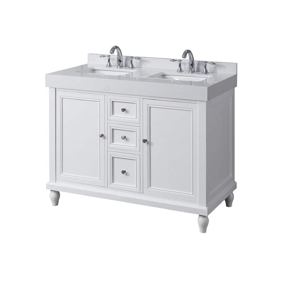 Classic Exclusive 48 in. W x 23 in. D x 36 in. H Bath Vanity in White with White Culture Marble Top price history on PriceWatchPro
