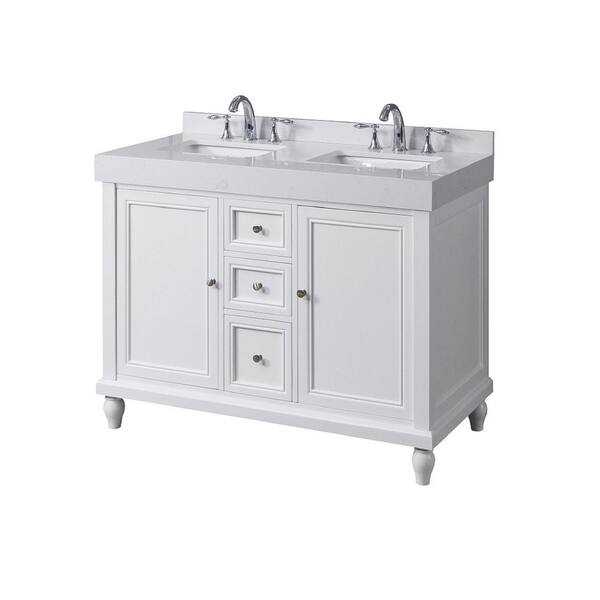 Direct vanity sink Classic Exclusive 48 in. W x 23 in. D x 36 in. H Bath Vanity in White with White Culture Marble Top