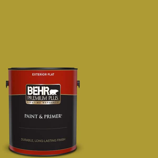 BEHR PREMIUM PLUS 1 gal. #P330-7 Luscious Lime Flat Exterior Paint & Primer