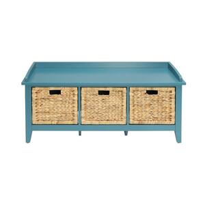43 in. W x 16 in. D x 19 in. H in Teal MDF Ready to Assemble Floor Base Kitchen Cabinet with Drawers