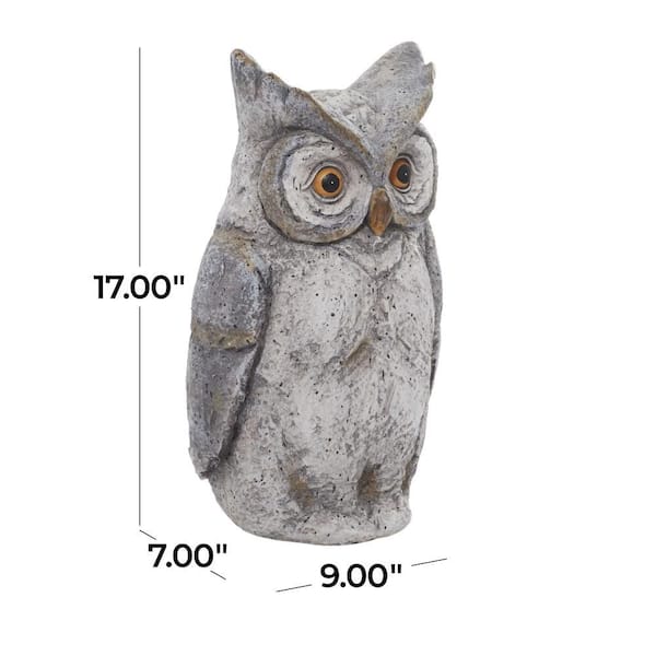 7 in. x 17 in. 17 in. Polystone Indoor Outdoor Owl Garden Sculpture