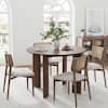 Dovelina 42 in. Natural Oak Wood Walnut Color 4 Legs Round Kitchen Table Dining Table Seats 4 HD-24092913