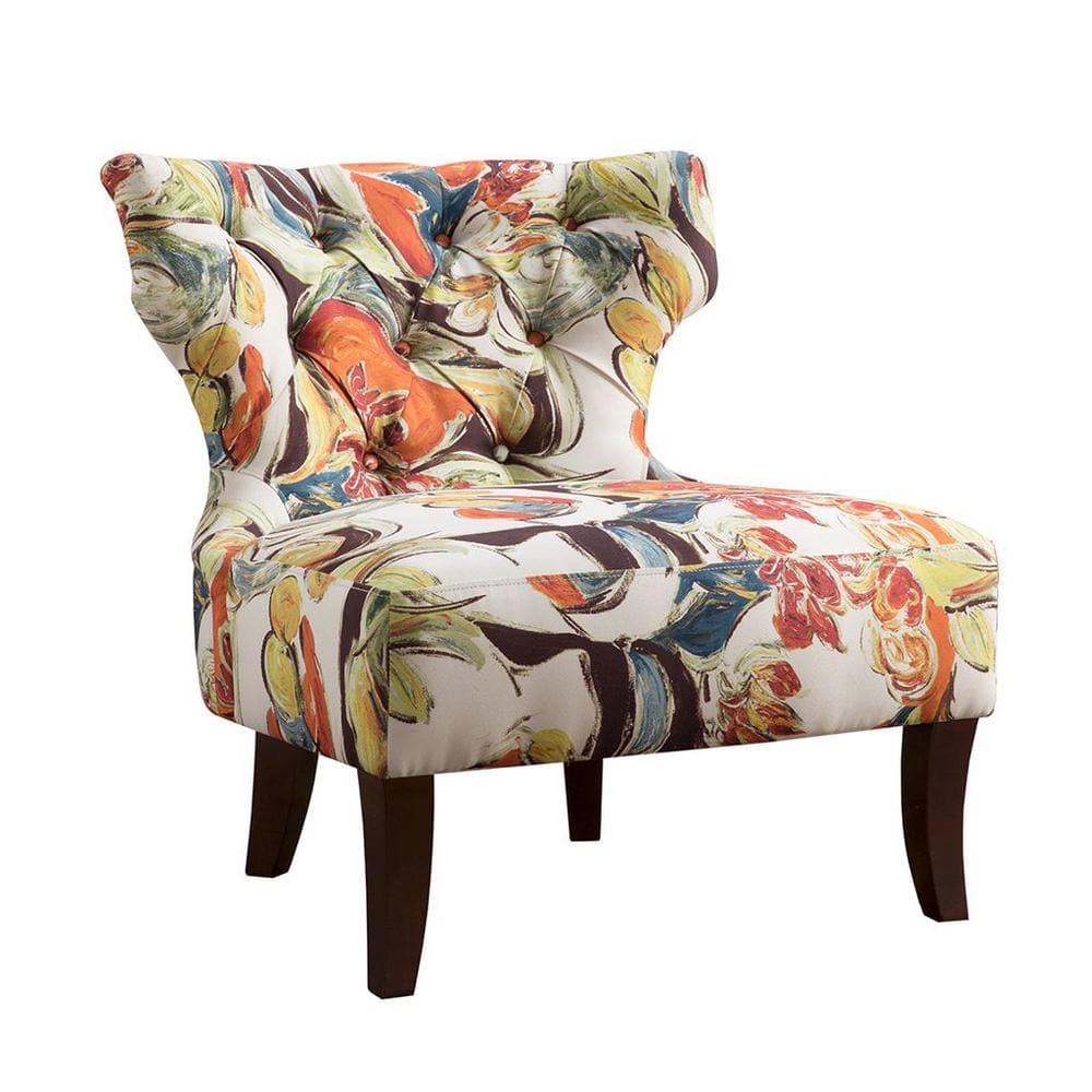 Erika Hourglass Tufted Armless Accent Chair in Multi