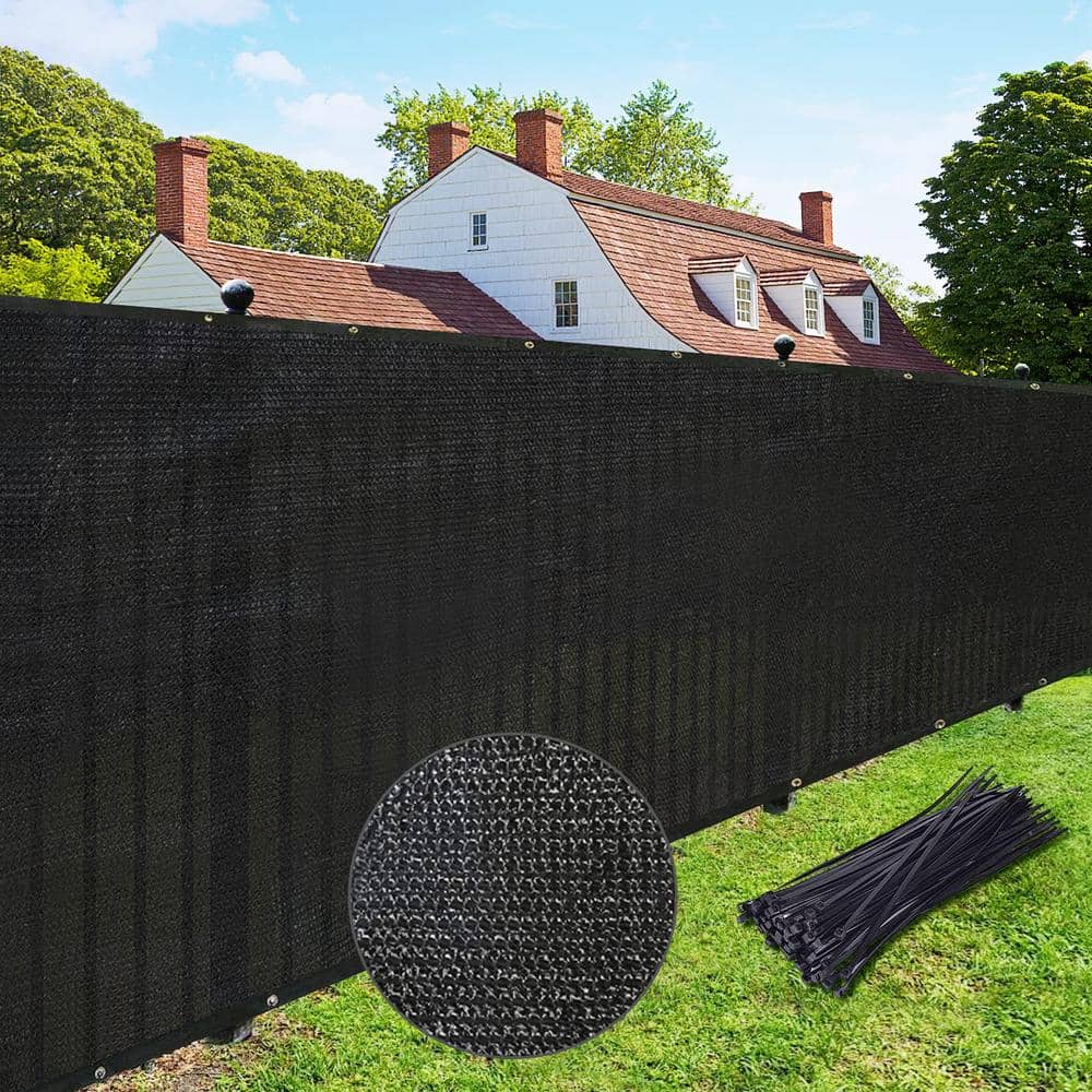 Shade&Beyond 6 ft. x 50 ft. Black 150 GSM HDPE Privacy Fence Screen Garden  Fence 2-SBFR065000 - The Home Depot