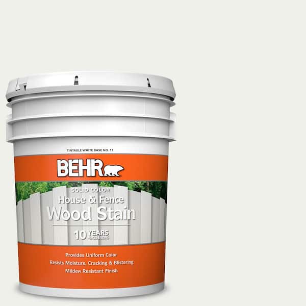 BEHR 5 gal. #W-F-710 Hushed White Solid Color House and Fence Exterior Wood Stain