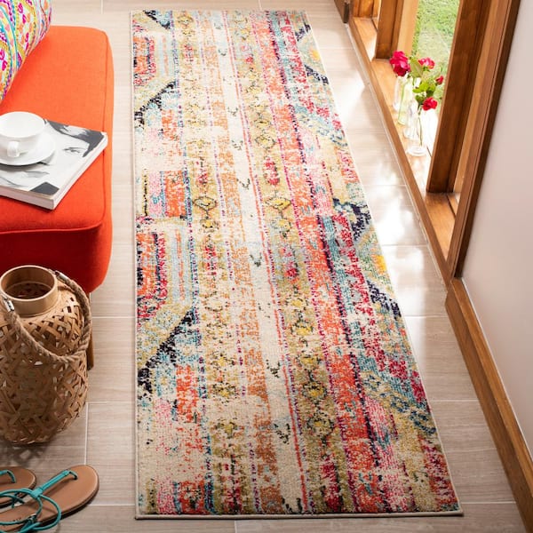 Monaco Multi 2 ft. x 12 ft. Distressed Runner Rug