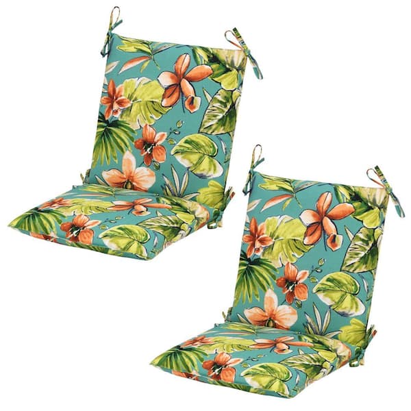 Hampton Bay Fantastic Orchid Mid-Back Outdoor Dining Chair Cushion (2-Pack)
