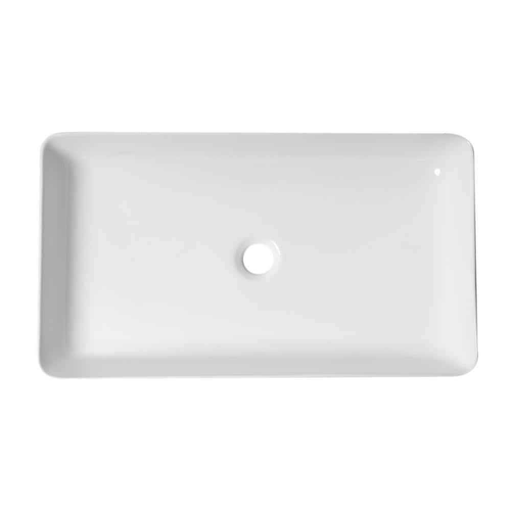 White 24" Rectangular Ceramic Above Mount Bathroom Sink