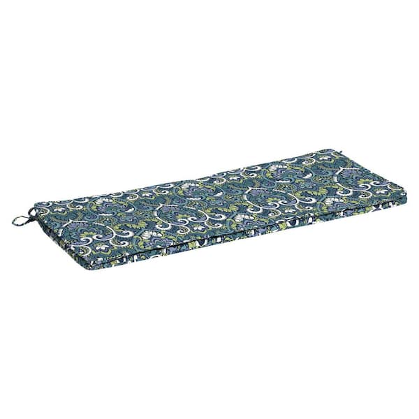 ARDEN SELECTIONS ProFoam 18 in. x 46 in. Outdoor Bench Cushion Cover in Sapphire Aurora Blue Damask