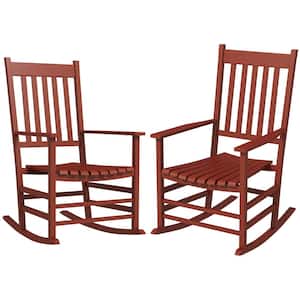 Wine Red Wood Outdoor Rocking Chair