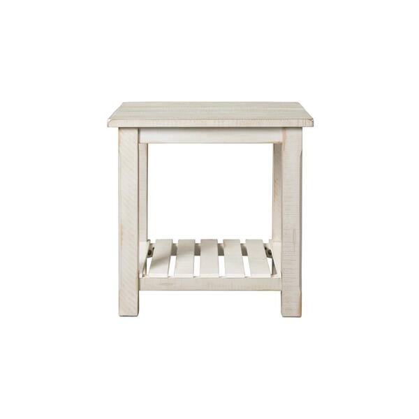 Martin Svensson Home Barn Door Collection Antique White End Table 890233 The Home Depot