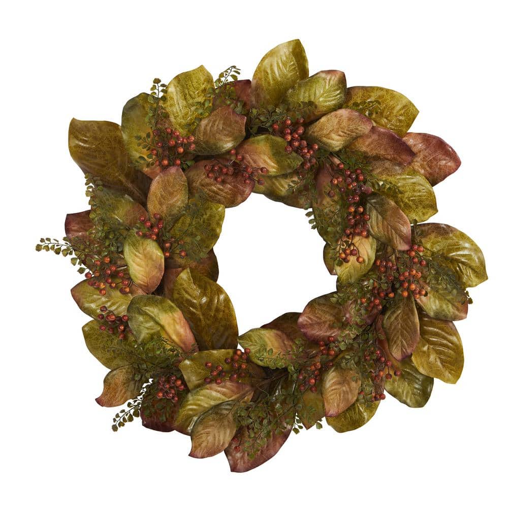 30 in. Fall Magnolia Leaf and Berries Artificial Wreath price history on PriceWatchPro