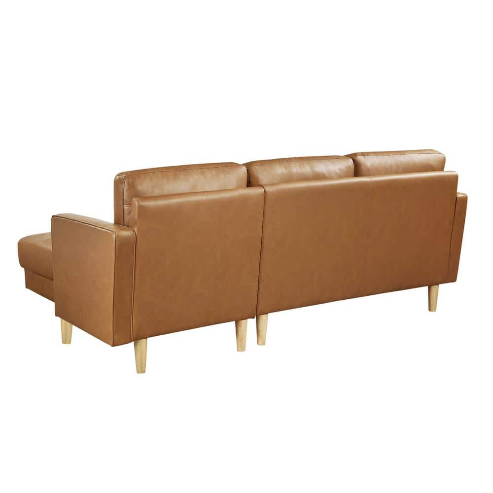 Carmel Tufted Faux Leather Sofa Chaise with Ottoman