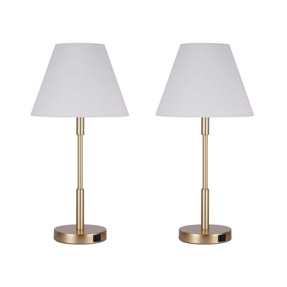 Beckett 24 in. Dark Bronze Table Lamp Set with White Fabric Shade and (Set of 2) price history on PriceWatchPro