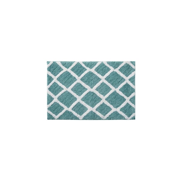 Renu 21 in. x 34 in. Aqua Green Reversible High Pile Tufted Microfiber Rectangle Bath Rug
