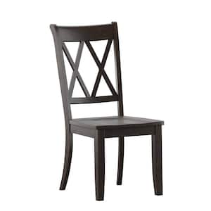 Antique Black Double X Back Wood Dining Chairs (Set of 2)