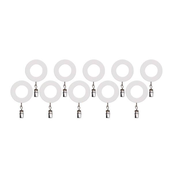 The Haven Collection White Resin Curtain Rings with Clips (Set of 10)