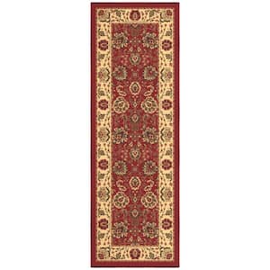 Basics Collection Non-Slip Rubberback Oriental Design 2x5 Indoor Runner Rug, 1 ft. 8 in. x 4 ft. 11 in., Red