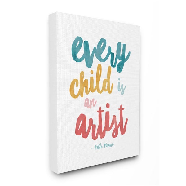Stupell Industries "Every Child Is an Artist Quote Design"by Jennifer McCully Unframed Typography Canvas Wall Art Print 30 in x 40 in
