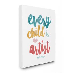 "Every Child Is an Artist Quote Design"by Jennifer McCully Unframed Typography Canvas Wall Art Print 16 in x 20 in