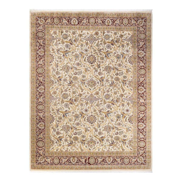 Mogul Traditional Ivory 9 ft. 3 in. x 12 ft. 1 in. Oriental Area Rug