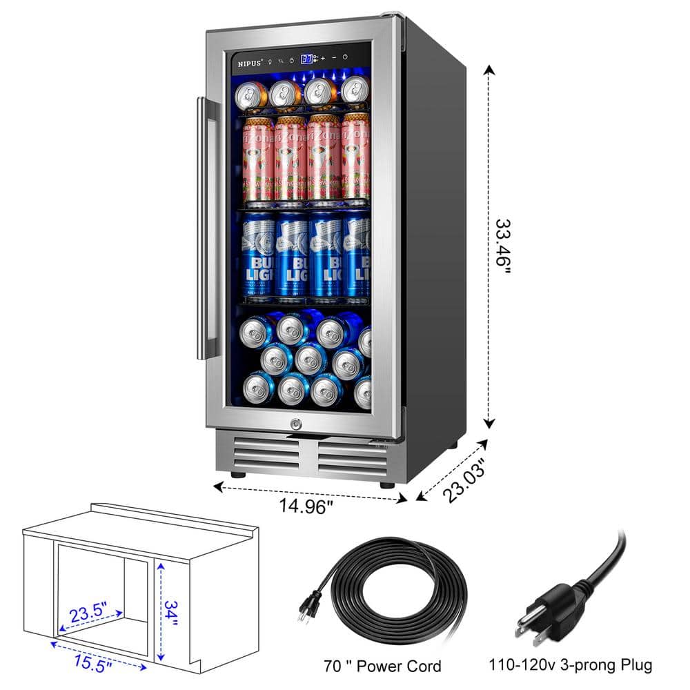 Compact Stainless Steel Undercounter Smart Beverage Refrigerator