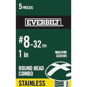 #8-32 x 1 in. Combo Round Head Stainless Steel Machine Screw (5-Pack)