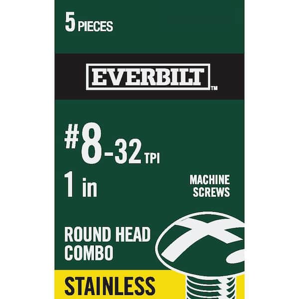 Everbilt #8-32 x 1 in. Stainless Steel Combo Round Head Machine Screw (5-Pack)