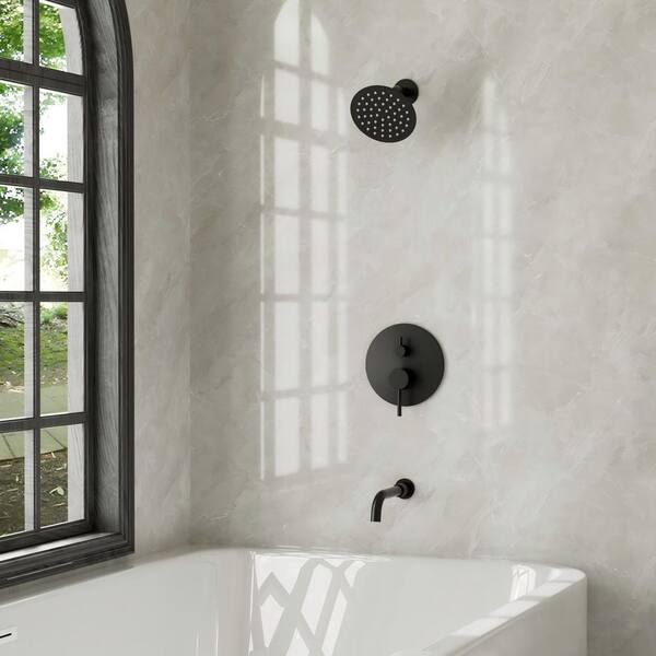 Crozet Single Handle 2-Spray Tub and Shower Faucet Shower Head with Pressure Balance 1.8 GPM in Matte Black