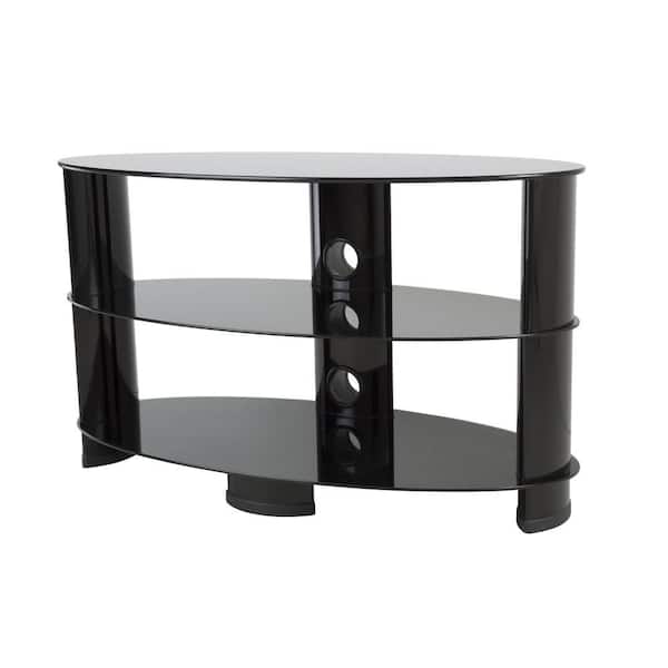 AVF 33 in. Black Glass TV Stand Fits TVs Up to 42 in. with Flat Screen Mount