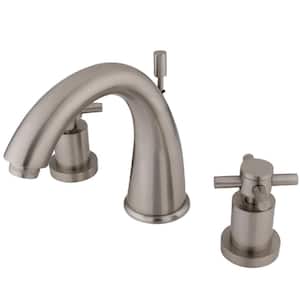 Concord 2-Handle 8 in. Widespread Bathroom Faucets with Brass Pop-Up in Brushed Nickel