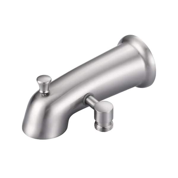 Bath Tub Spout with Universal Connection and Pull-Up Diverter in Brushed Nickel