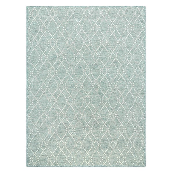 Corin Distressed Aqua Blue Indoor/Outdoor 8 ft. x 10 ft. Polypropylene Area Rug