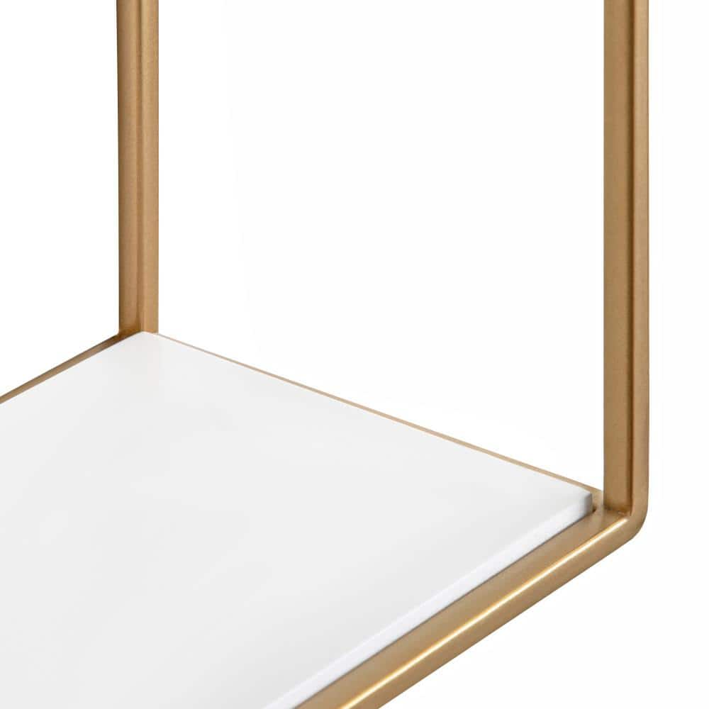 Mallory 26.3" White and Gold Floating Wall Shelf Set
