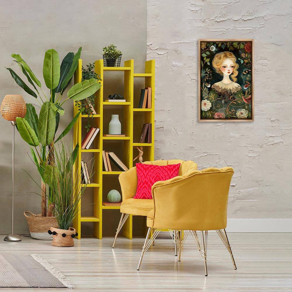 Victorina Woman with Florals by The Dutch Lady Brown Floater Frame Abstract Graphic Art Print 25 in. x 17 in. price history on PriceWatchPro