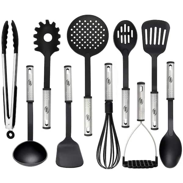 Kaluns Nylon Black Stainless Steel Cooking Utensils (Set of 10)