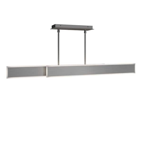 Bastone 50 in. 2-Light Brushed Nickel Integrated LED Pendant Light Selectable 4CCT 2700K-3000K-3500K-4000K