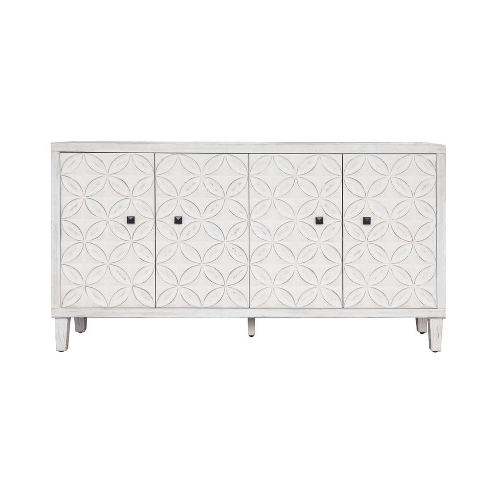 59.84 in. W x 15.75 in. D x 31.5 in. H White Linen Cabinet with 4 Doors price history on PriceWatchPro