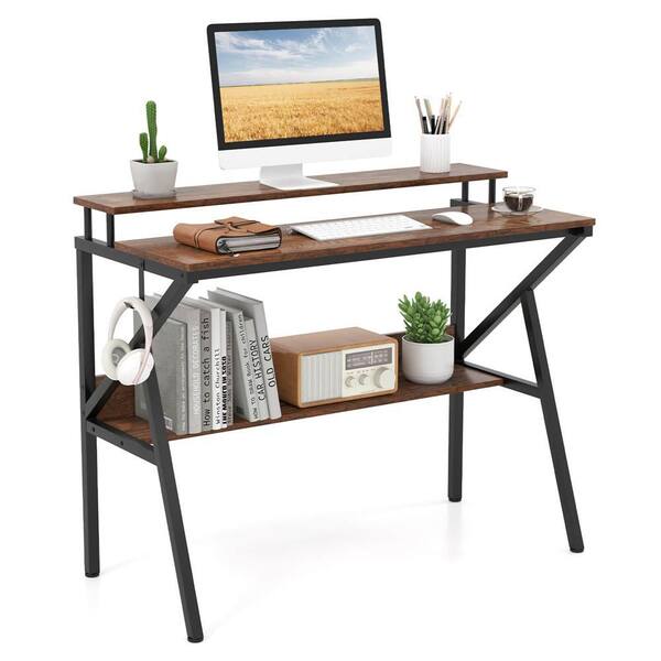 Costway 39.5 in. Rectangular Brown Engineered Wood 0-Drawer