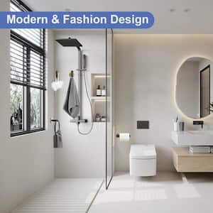 4-Piece Bath Hardware Set With Robe Hooks, Towel Ring, Toilet Paper Holder Modern in Black Gold