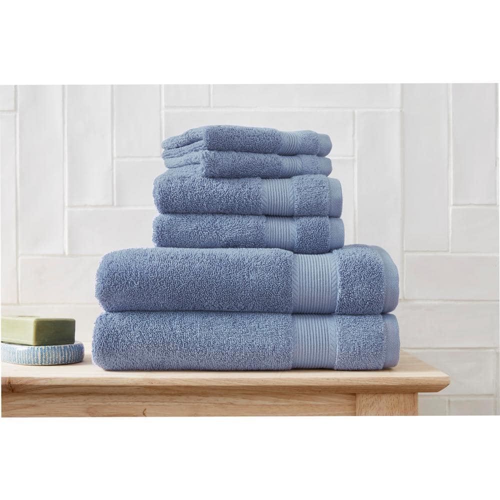 StyleWell 6-Piece HygroCotton Bath Towel Set in Washed Denim 6pcSet_W ...