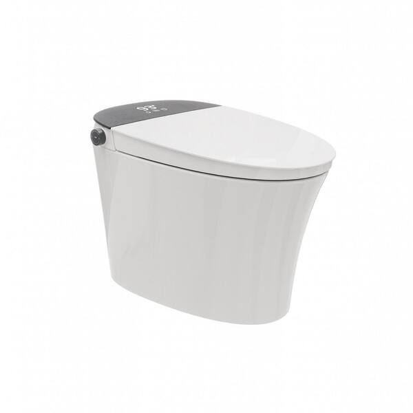 1.11 GPF Build-in Tank Elongated Smart Toilet Bidet in White with Black Ripple Backlid, Water Pump, Auto Flush, UV Light