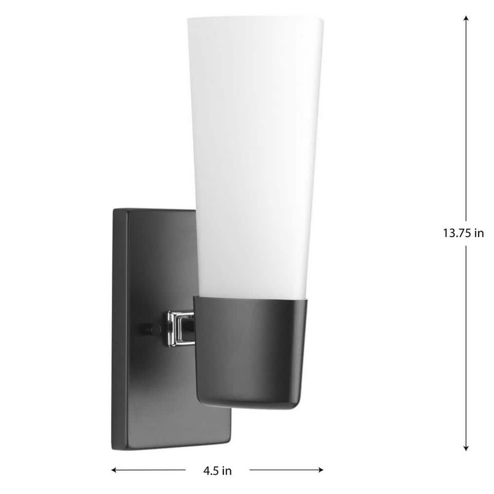 Zura Black Zinc 1-Light Bath & Vanity Fixture with Opal Glass Shade