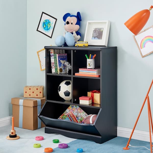 DANYA B 35 in. Black Multi-Cubby Storage Cabinet BQ063BK - The